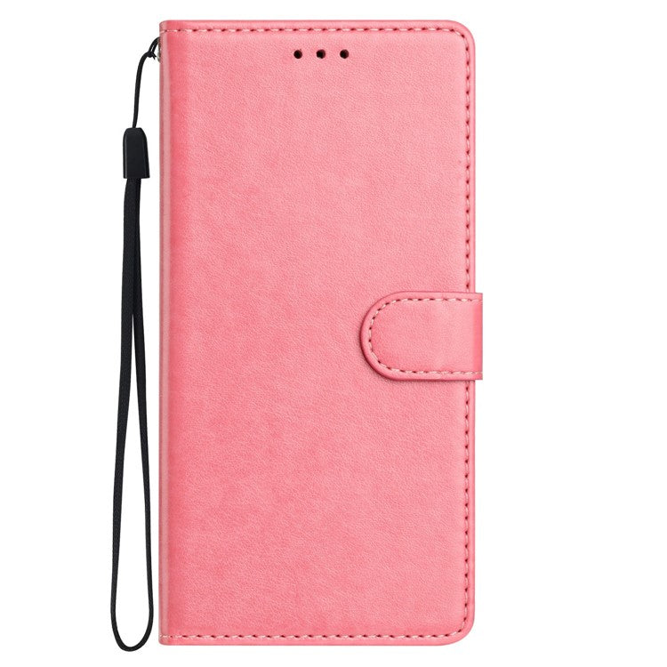 For Google Pixel 8 Pro Leather Phone Case Wallet Stand Cover with Handy Strap - Pink