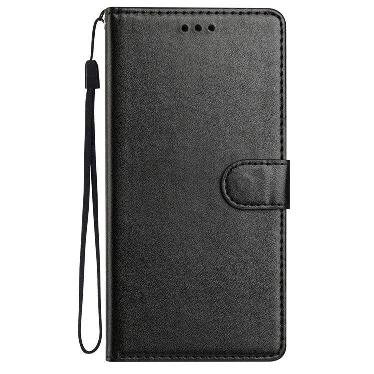 For Google Pixel 9 Pro XL Leather Phone Case Wallet Stand Cover with Handy Strap - Black