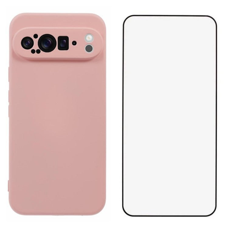 WANLONFENG RB2 Series for Google Pixel 9 Pro XL Case TPU Phone Cover with Screen Protector - Pink