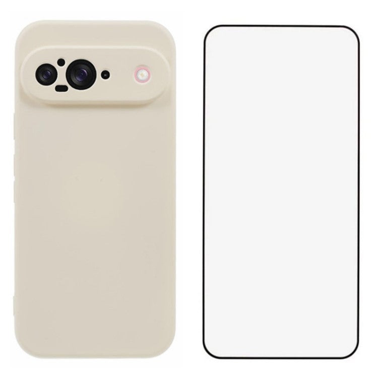 WANLONFENG RB2 Series for Google Pixel 9 Case TPU Phone Cover with Screen Protector - White