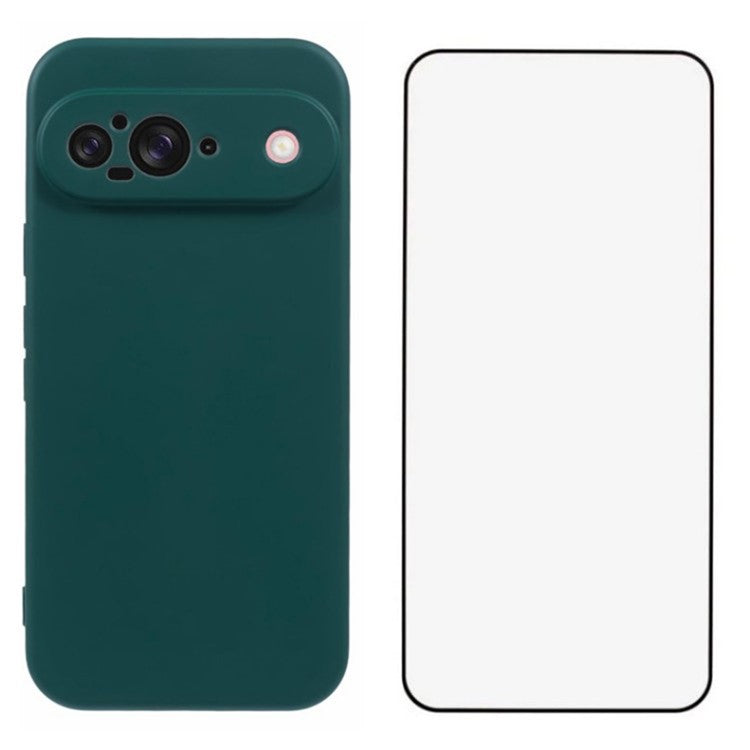 WANLONFENG RB2 Series for Google Pixel 9 Case TPU Phone Cover with Screen Protector - Army Green