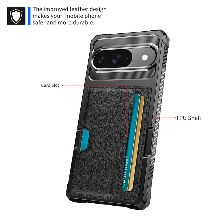 ZM02 For Google Pixel 9 Pro  /  9 Case Card Slot Leather+TPU Defender Phone Cover