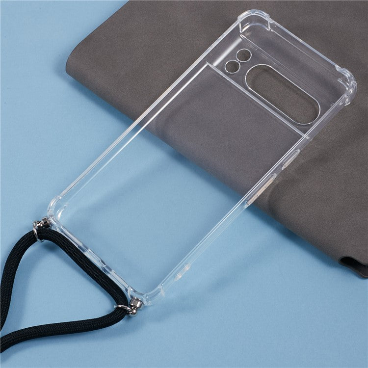 For Google Pixel 8 Pro Case Reinforced Corner TPU Clear Phone Cover with Lanyard