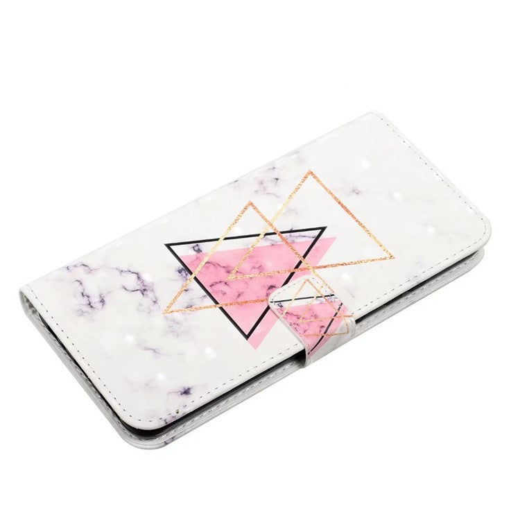 For Google Pixel 9 Pro XL Case 3D Creative Pattern PU Leather Stand Phone Cover - Triangle Marble