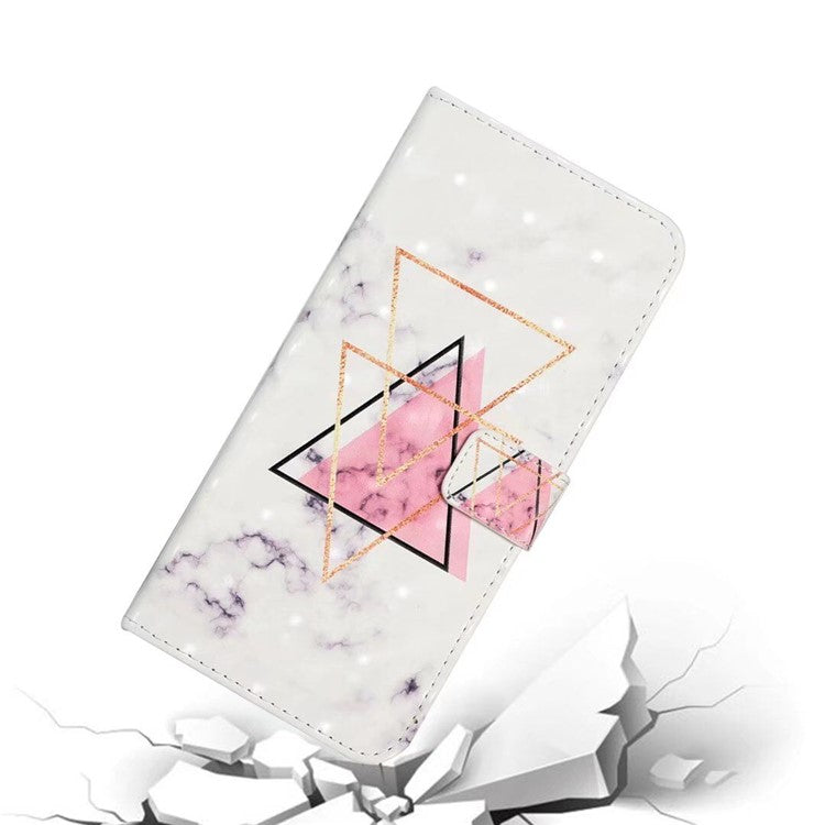 For Google Pixel 9 Pro XL Case 3D Creative Pattern PU Leather Stand Phone Cover - Triangle Marble