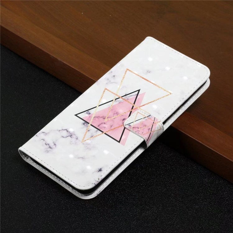 For Google Pixel 9 Pro XL Case 3D Creative Pattern PU Leather Stand Phone Cover - Triangle Marble