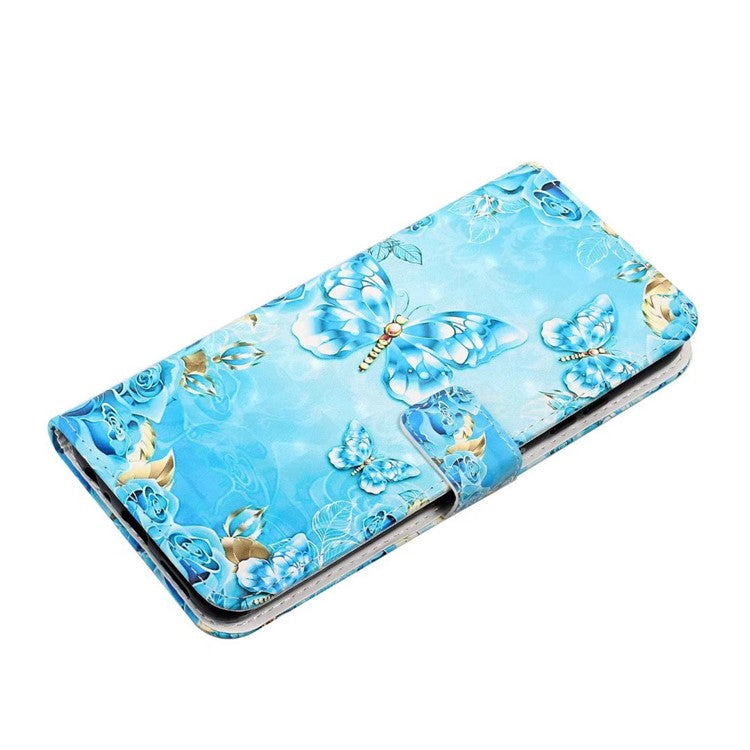 For Google Pixel 9 Pro XL Case 3D Creative Pattern PU Leather Stand Phone Cover - Blue Butterfly