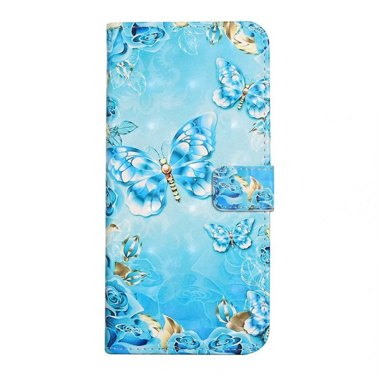 For Google Pixel 9 Pro XL Case 3D Creative Pattern PU Leather Stand Phone Cover - Blue Butterfly