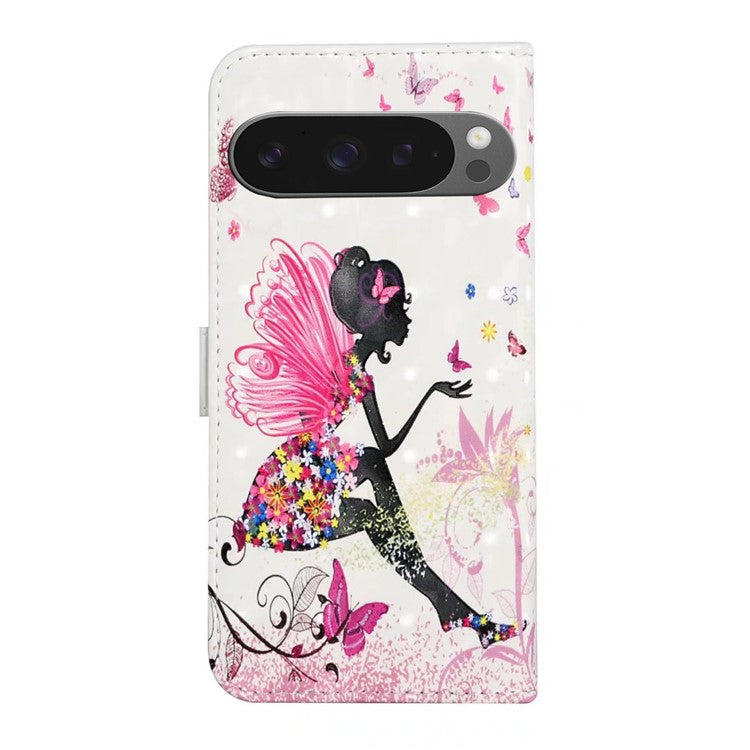 For Google Pixel 9 Pro XL Case 3D Creative Pattern PU Leather Stand Phone Cover - Girl