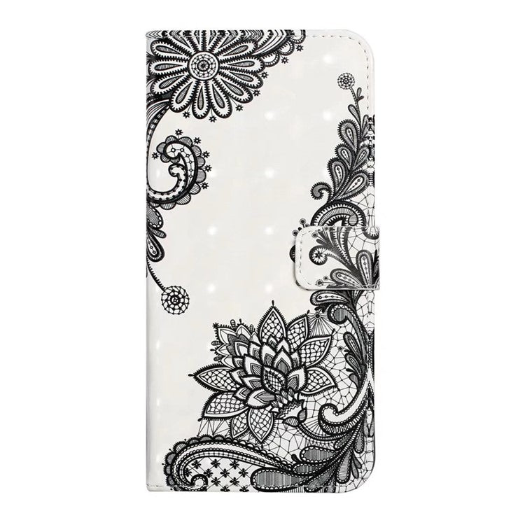 For Google Pixel 9 Pro XL Case 3D Creative Pattern PU Leather Stand Phone Cover - Lace Flower