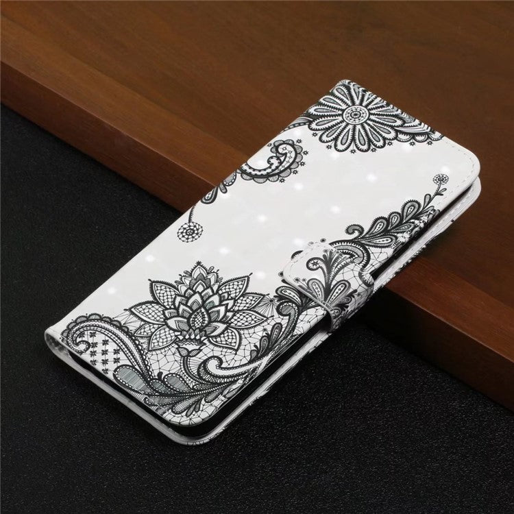 For Google Pixel 9 Pro XL Case 3D Creative Pattern PU Leather Stand Phone Cover - Lace Flower