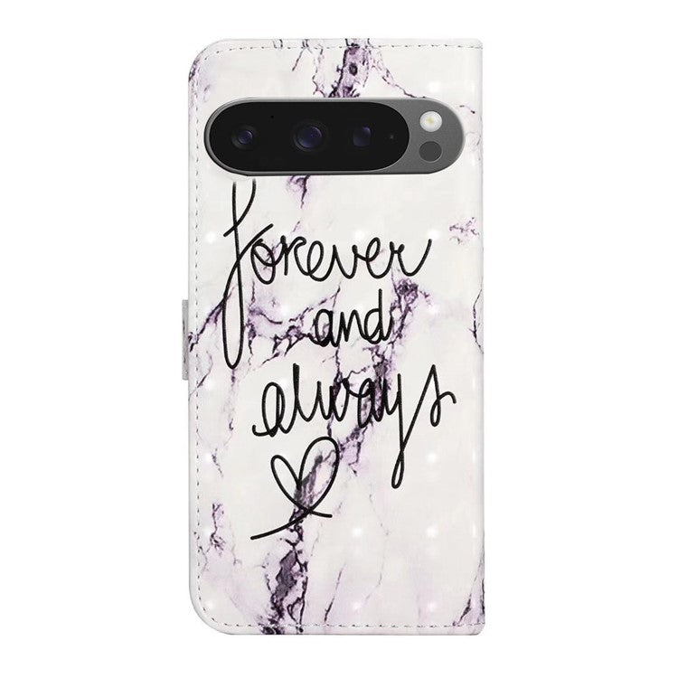 For Google Pixel 9 Pro XL Case 3D Creative Pattern PU Leather Stand Phone Cover - Forever and Always