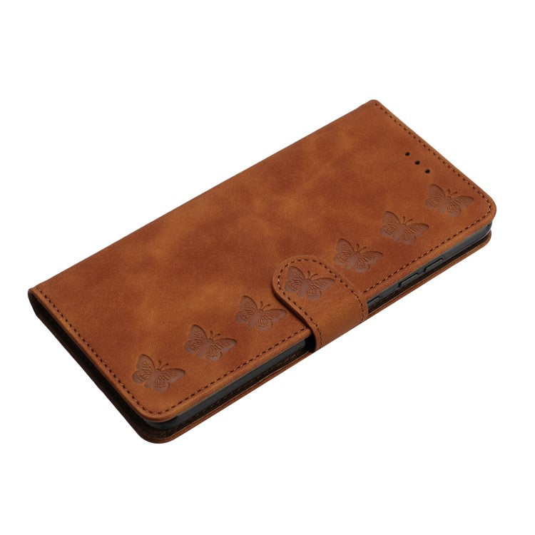 For Google Pixel 9 / Pixel 9 Pro Case Imprinted Butterfly Leather Wallet Phone Cover - Brown