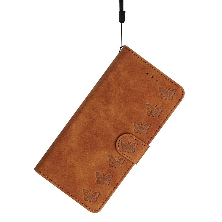 For Google Pixel 9 / Pixel 9 Pro Case Imprinted Butterfly Leather Wallet Phone Cover - Brown