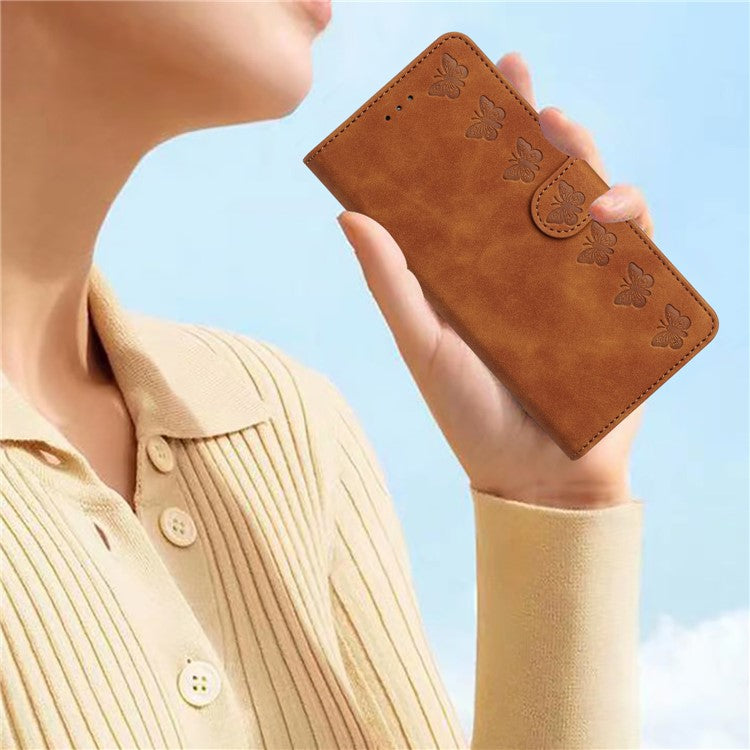 For Google Pixel 9 / Pixel 9 Pro Case Imprinted Butterfly Leather Wallet Phone Cover - Brown