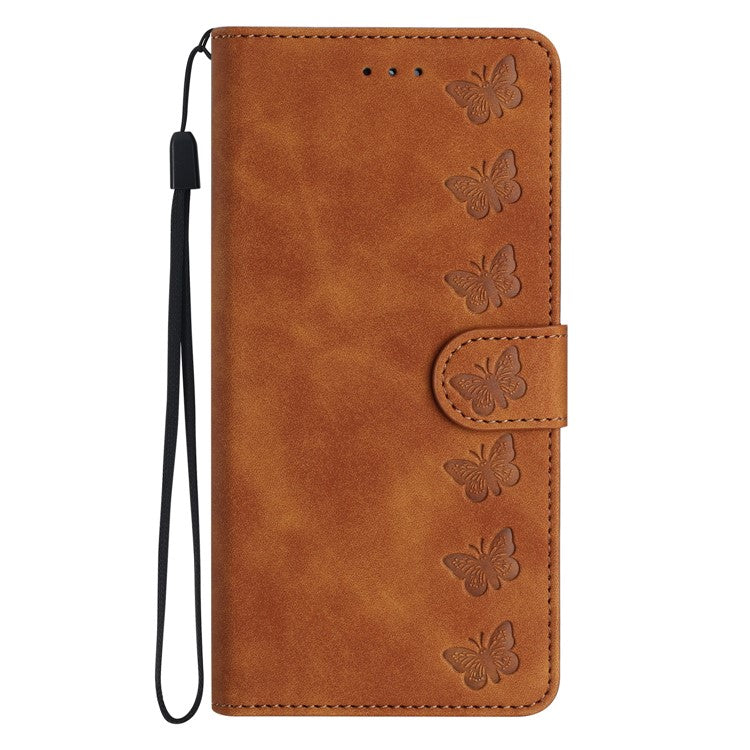 For Google Pixel 9 / Pixel 9 Pro Case Imprinted Butterfly Leather Wallet Phone Cover - Brown