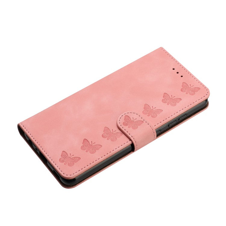 For Google Pixel 9 / Pixel 9 Pro Case Imprinted Butterfly Leather Wallet Phone Cover - Pink