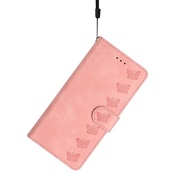 For Google Pixel 9 / Pixel 9 Pro Case Imprinted Butterfly Leather Wallet Phone Cover - Pink