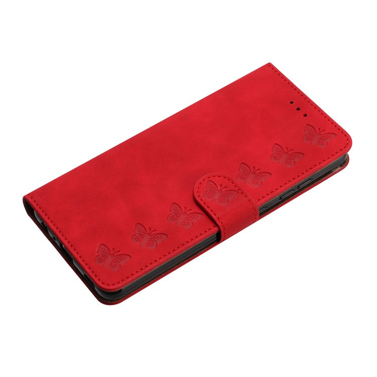 For Google Pixel 9 / Pixel 9 Pro Case Imprinted Butterfly Leather Wallet Phone Cover - Red