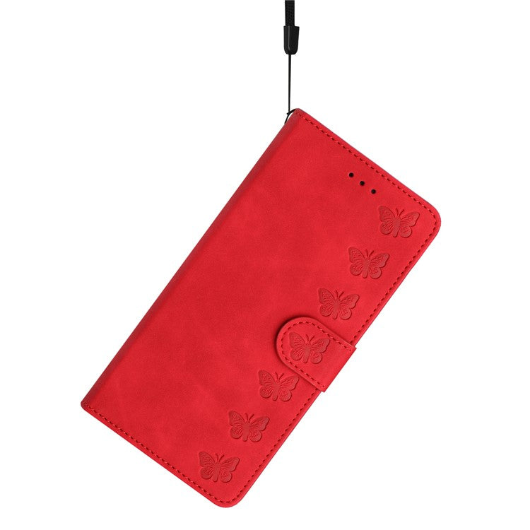 For Google Pixel 9 / Pixel 9 Pro Case Imprinted Butterfly Leather Wallet Phone Cover - Red