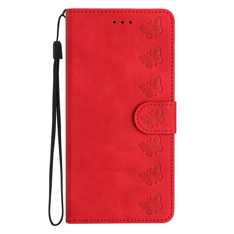 For Google Pixel 9 / Pixel 9 Pro Case Imprinted Butterfly Leather Wallet Phone Cover - Red