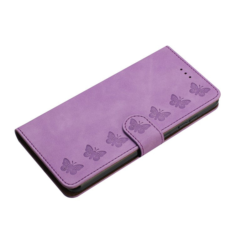 For Google Pixel 9 / Pixel 9 Pro Case Imprinted Butterfly Leather Wallet Phone Cover - Purple