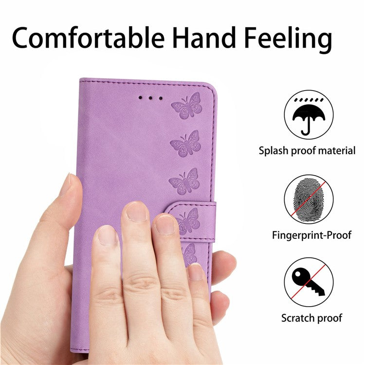 For Google Pixel 9 / Pixel 9 Pro Case Imprinted Butterfly Leather Wallet Phone Cover - Purple