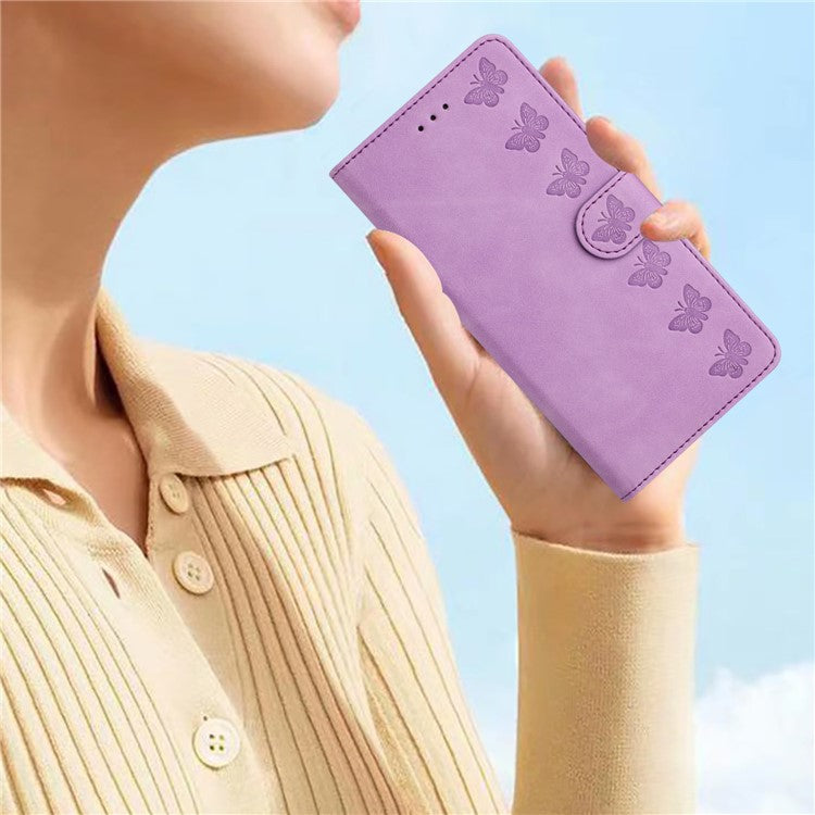 For Google Pixel 9 / Pixel 9 Pro Case Imprinted Butterfly Leather Wallet Phone Cover - Purple