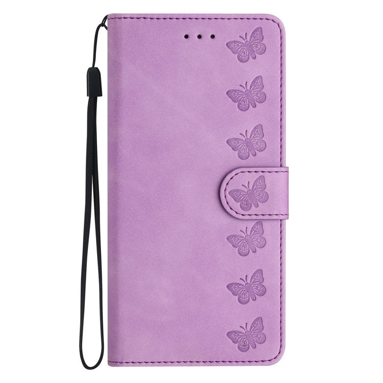 For Google Pixel 9 / Pixel 9 Pro Case Imprinted Butterfly Leather Wallet Phone Cover - Purple