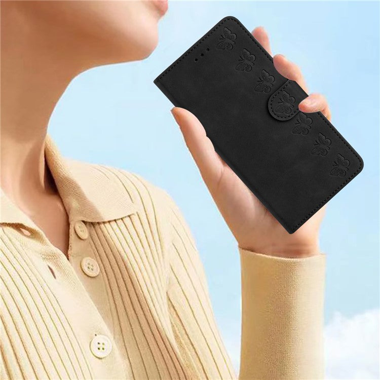 For Google Pixel 9 / Pixel 9 Pro Case Imprinted Butterfly Leather Wallet Phone Cover - Black