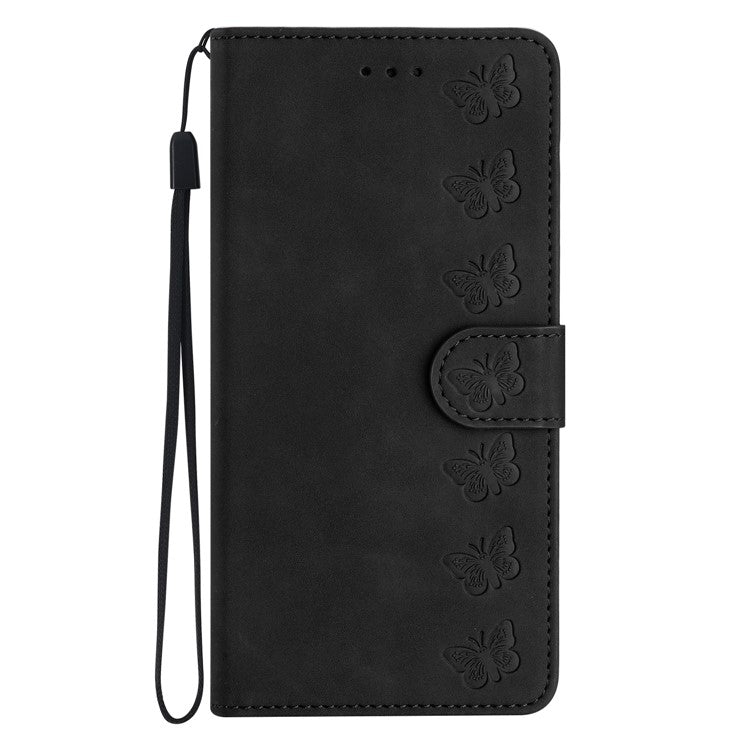 For Google Pixel 9 / Pixel 9 Pro Case Imprinted Butterfly Leather Wallet Phone Cover - Black