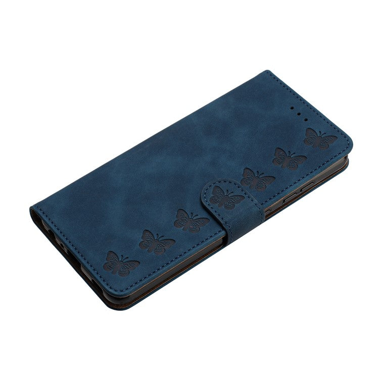 For Google Pixel 9 / Pixel 9 Pro Case Imprinted Butterfly Leather Wallet Phone Cover - Blue