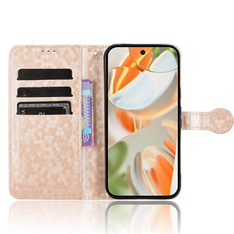 For Google Pixel 9 Pro / Pixel 9 Wallet Case Dot Pattern Imprint PU Leather Phone Cover - Rose Gold