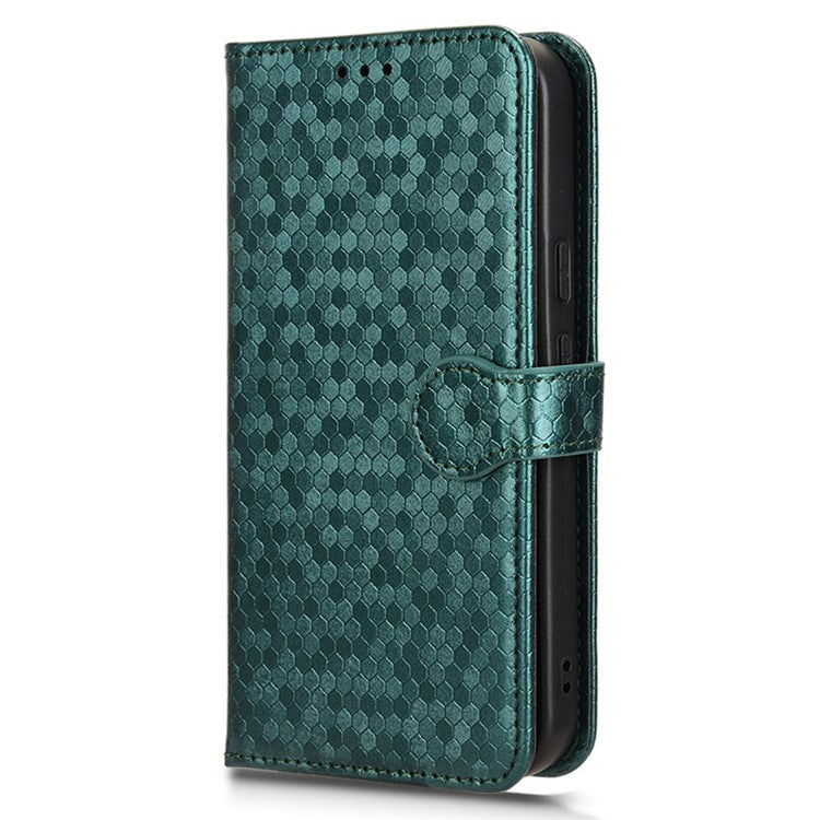 For Google Pixel 9 Pro / Pixel 9 Wallet Case Dot Pattern Imprint PU Leather Phone Cover - Green