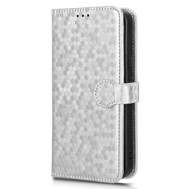 For Google Pixel 9 Pro / Pixel 9 Wallet Case Dot Pattern Imprint PU Leather Phone Cover - Silver