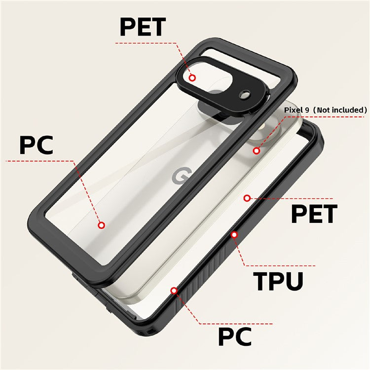 REDPEPPER FS Series For Google Pixel 9 Case IP68 Waterproof Clear Back Panel Phone Cover