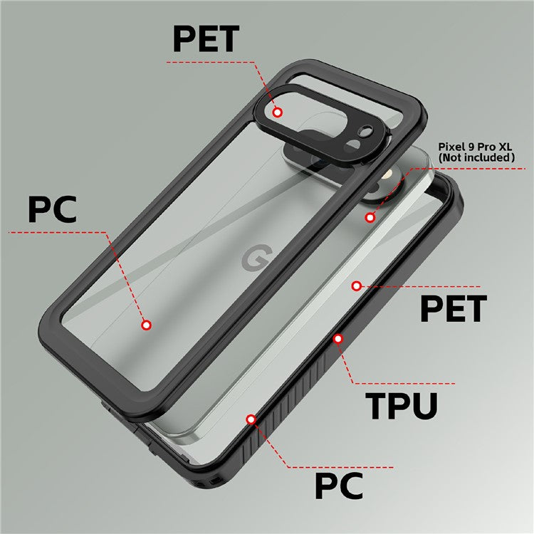 REDPEPPER FS Series For Google Pixel 9 Pro XL Case IP68 Waterproof Clear Back Panel Phone Cover