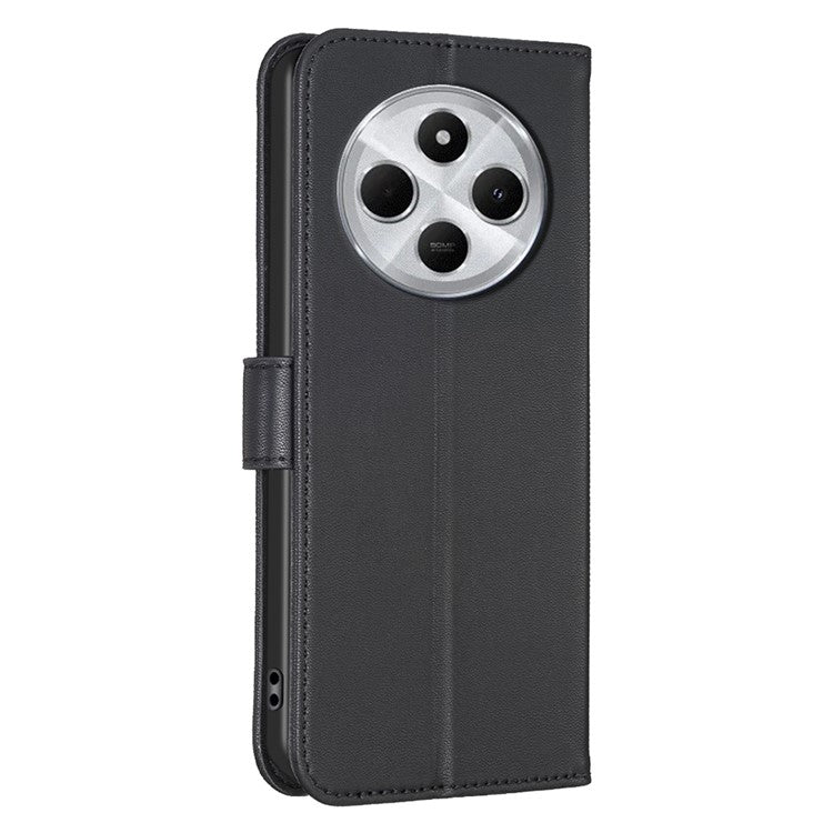 For Xiaomi Poco C75 4G / Redmi 14R 5G / 14C 4G Case Clover Pattern Wallet Stand View Leather Phone Cover - Black