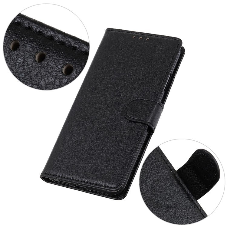 For Xiaomi Poco C75 4G / Redmi 14R 5G / 14C 4G Wallet Case PU Leather Phone Cover Litchi Texture - Black