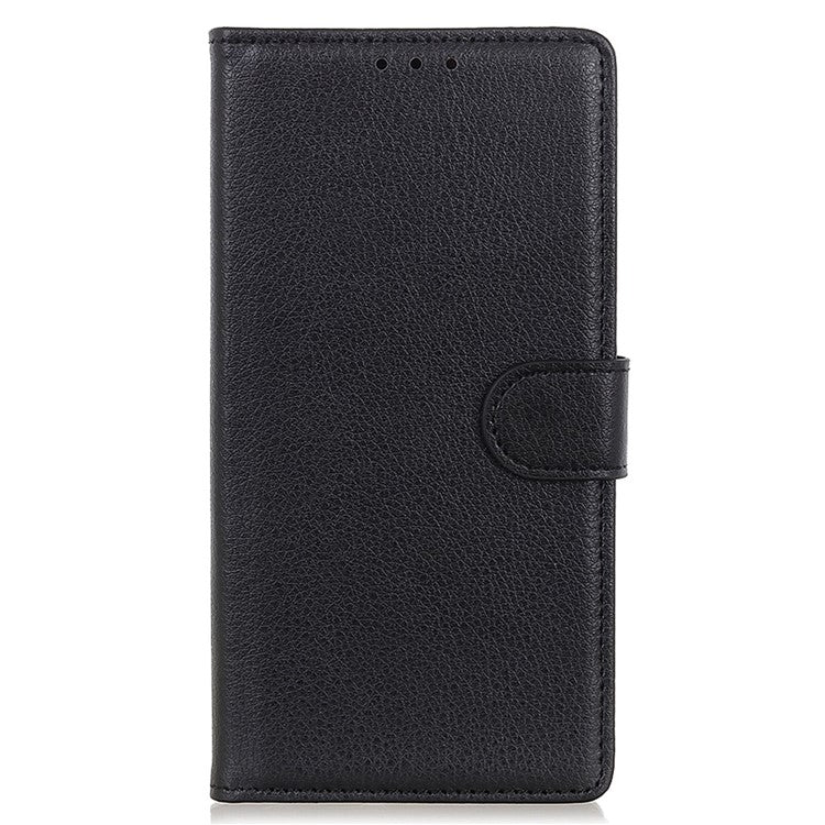 For Xiaomi Poco C75 4G / Redmi 14R 5G / 14C 4G Wallet Case PU Leather Phone Cover Litchi Texture - Black