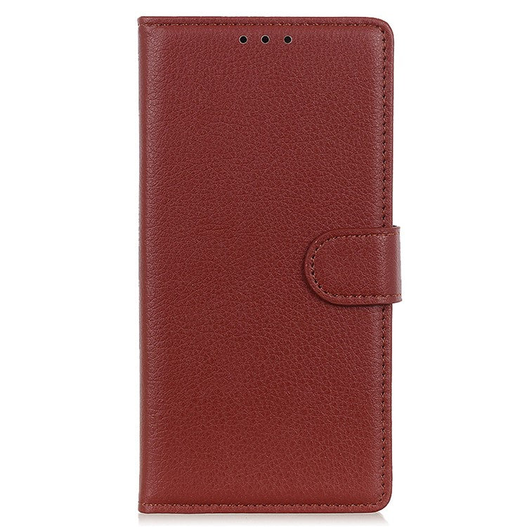 For Xiaomi Poco C75 4G / Redmi 14R 5G / 14C 4G Wallet Case PU Leather Phone Cover Litchi Texture - Brown