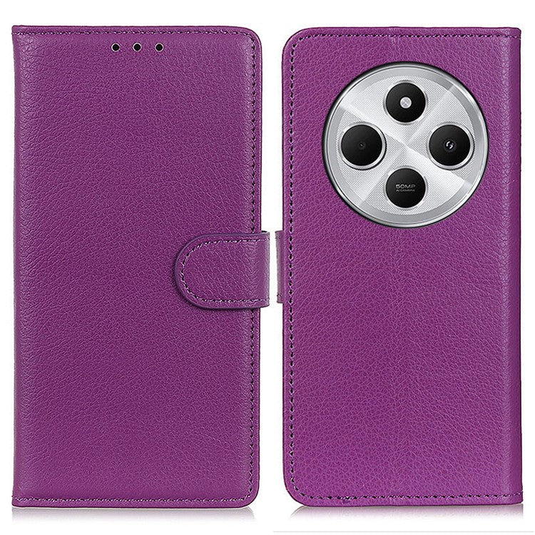 For Xiaomi Poco C75 4G / Redmi 14R 5G / 14C 4G Wallet Case PU Leather Phone Cover Litchi Texture - Purple