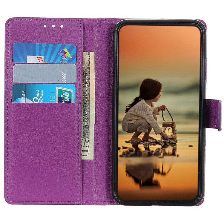 For Xiaomi Poco C75 4G / Redmi 14R 5G / 14C 4G Wallet Case PU Leather Phone Cover Litchi Texture - Purple