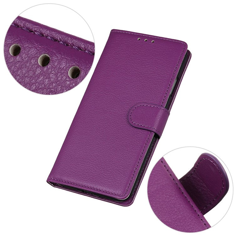 For Xiaomi Poco C75 4G / Redmi 14R 5G / 14C 4G Wallet Case PU Leather Phone Cover Litchi Texture - Purple