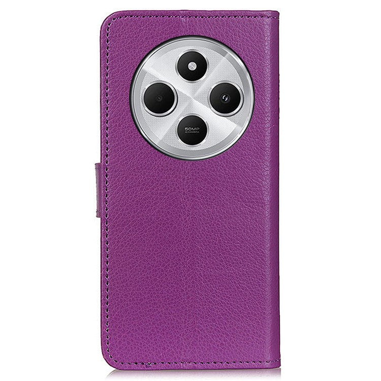 For Xiaomi Poco C75 4G / Redmi 14R 5G / 14C 4G Wallet Case PU Leather Phone Cover Litchi Texture - Purple