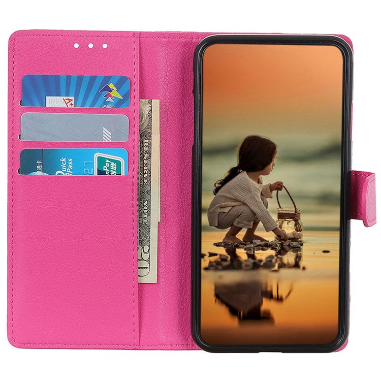 For Xiaomi Poco C75 4G / Redmi 14R 5G / 14C 4G Wallet Case PU Leather Phone Cover Litchi Texture - Rose