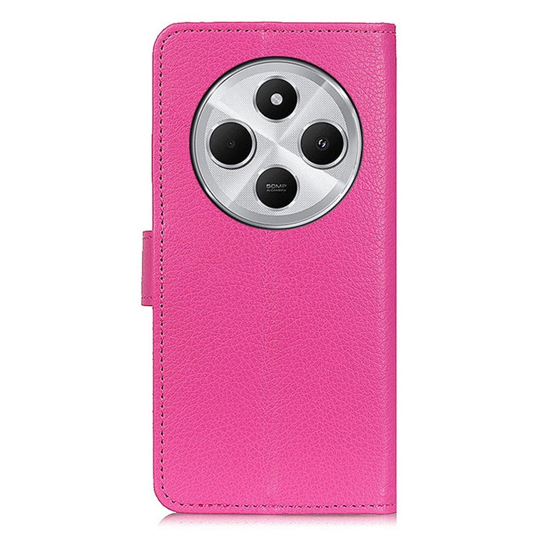 For Xiaomi Poco C75 4G / Redmi 14R 5G / 14C 4G Wallet Case PU Leather Phone Cover Litchi Texture - Rose