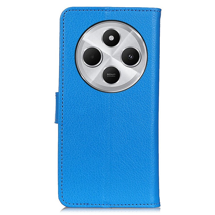 For Xiaomi Poco C75 4G / Redmi 14R 5G / 14C 4G Wallet Case PU Leather Phone Cover Litchi Texture - Blue