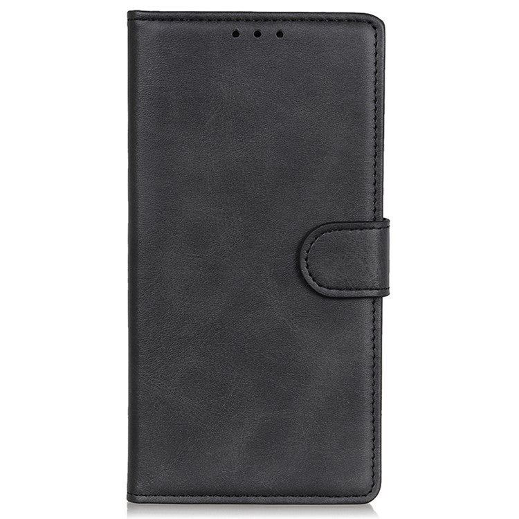 For Xiaomi Poco C75 4G / Redmi 14R 5G / 14C 4G Stand Wallet Case Cowhide Texture Leather Phone Cover - Black