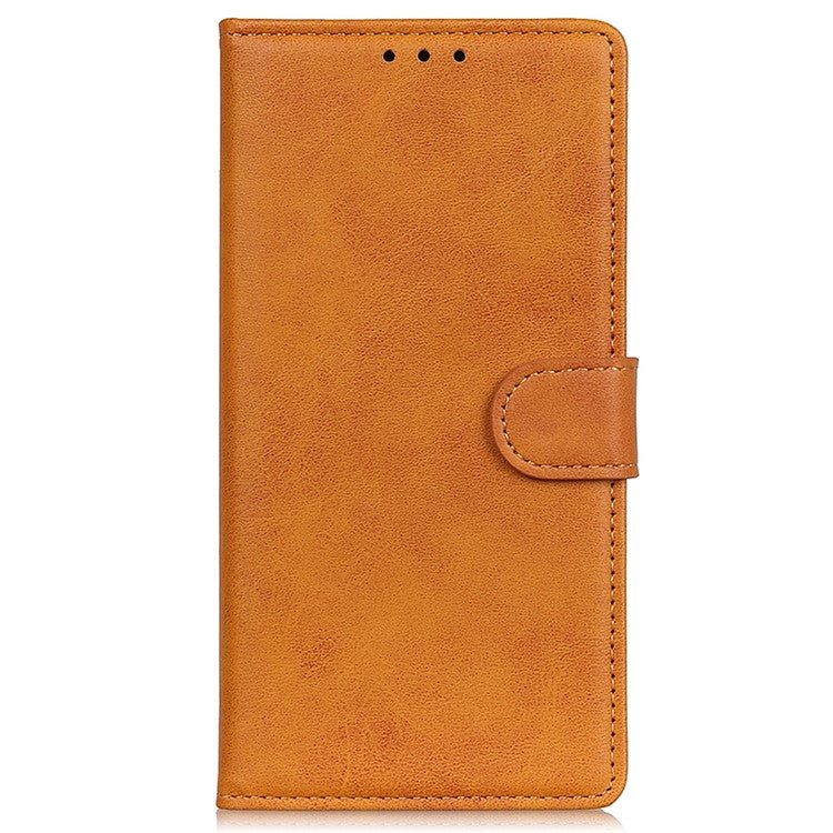 For Xiaomi Poco C75 4G / Redmi 14R 5G / 14C 4G Stand Wallet Case Cowhide Texture Leather Phone Cover - Brown